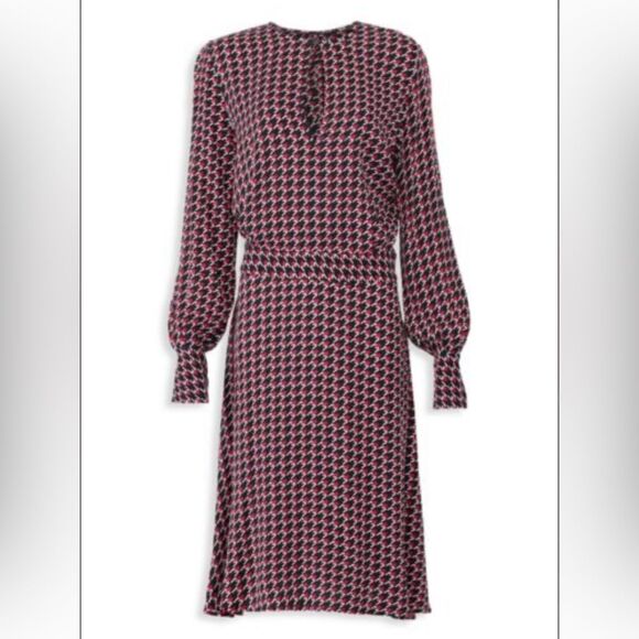 Equipment Magnolia Banded Drop Waist Houndstooth Print Midi Dress Size 2 - Picture 2 of 16